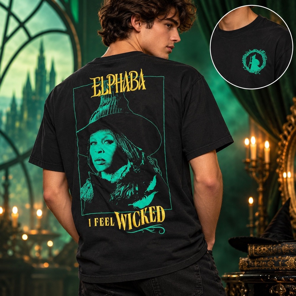 Wicked Elphaba I Feel Wicked Graphic T-Shirt Black Men's Small NWT